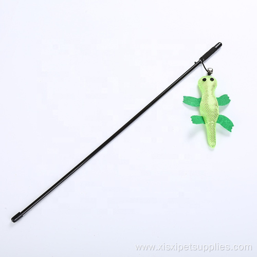 plush gecko cat stick plastic pole cat teaser